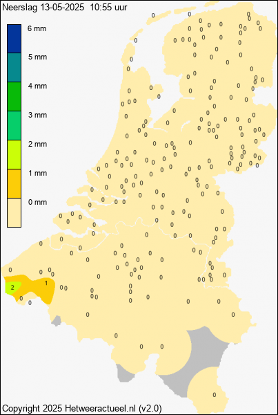 Actuele neerslag kaart
