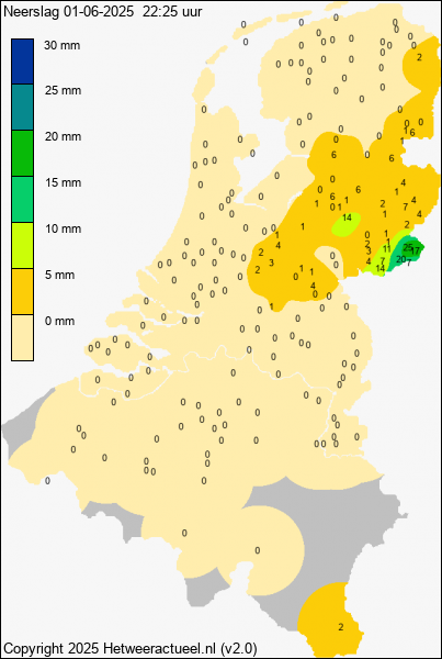 Actuele neerslag kaart