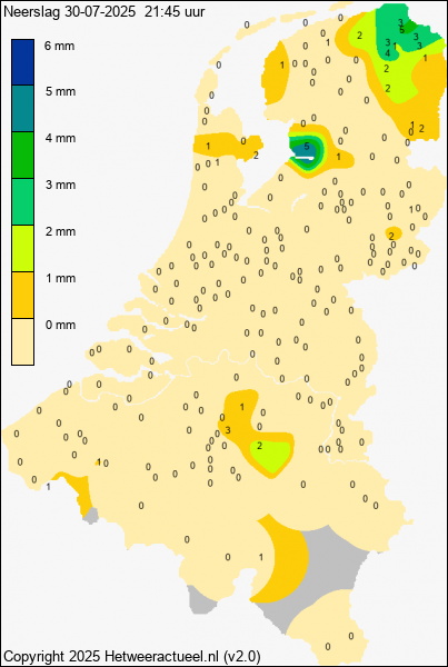 Actuele neerslag kaart