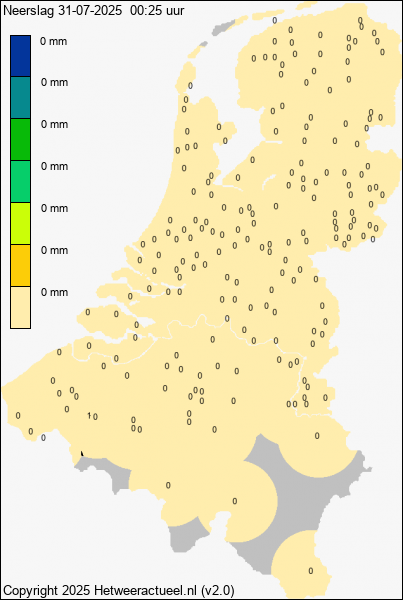 Actuele neerslag kaart