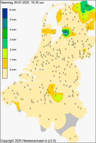 Actuele neerslag kaart
