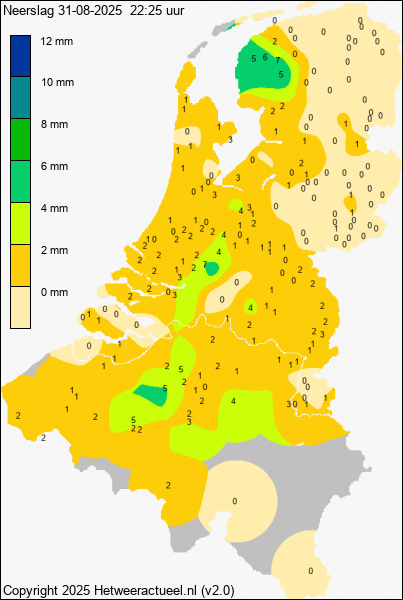 Actuele neerslag kaart