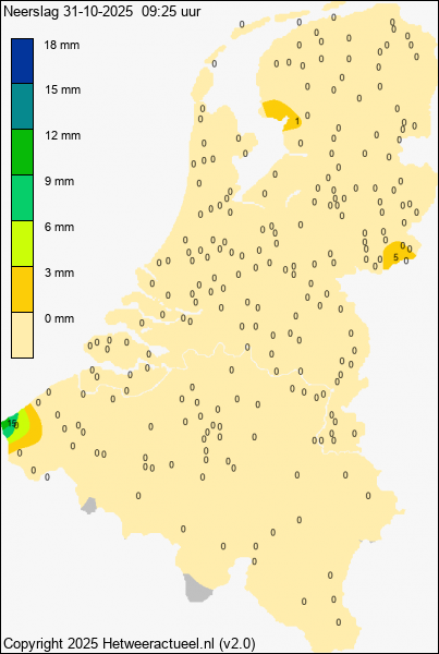 Actuele neerslag kaart