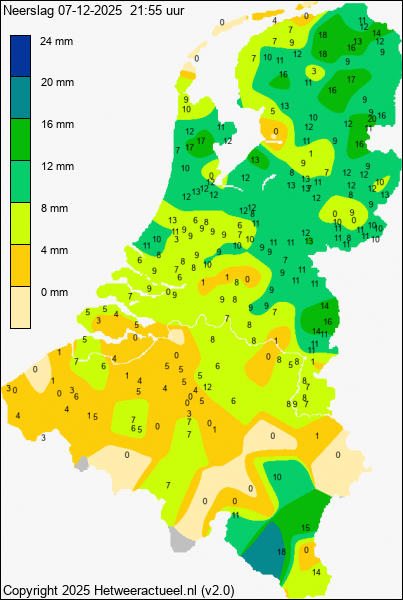 Actuele neerslag kaart