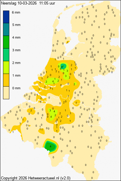 Actuele neerslag kaart