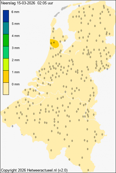 Actuele neerslag kaart