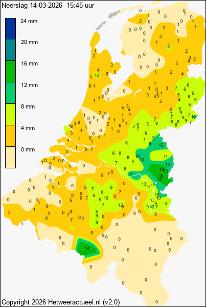 Actuele neerslag kaart