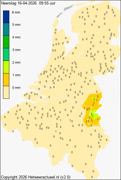 Actuele neerslag kaart