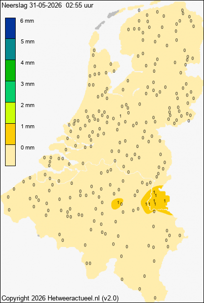 Actuele neerslag kaart