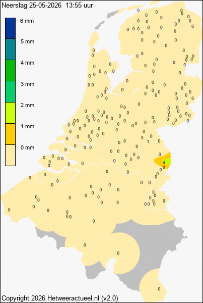 Actuele neerslag kaart