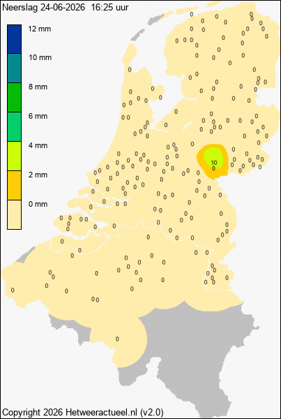 Actuele neerslag kaart