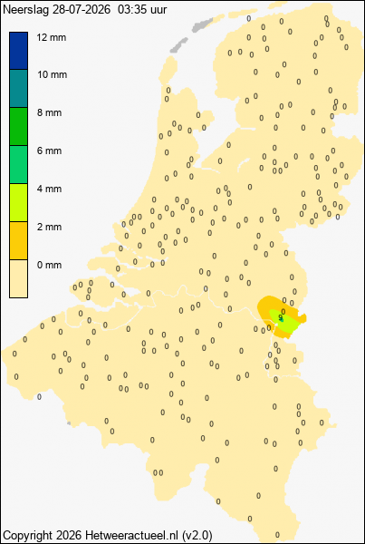 Actuele neerslag kaart