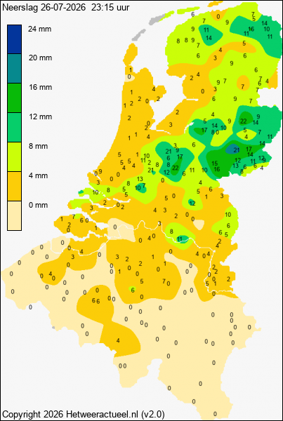Actuele neerslag kaart