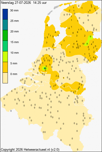 Actuele neerslag kaart