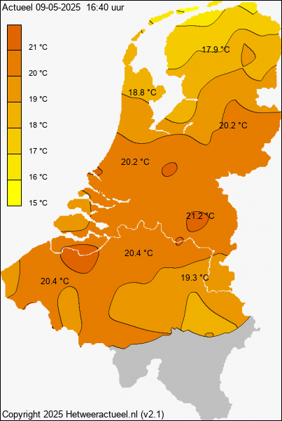 Actuele temperatuur kaart