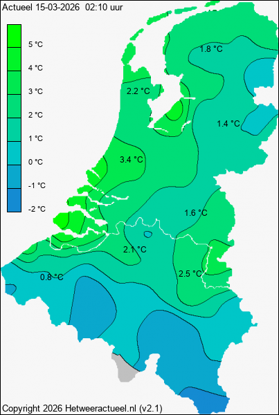 Actuele temperatuur kaart