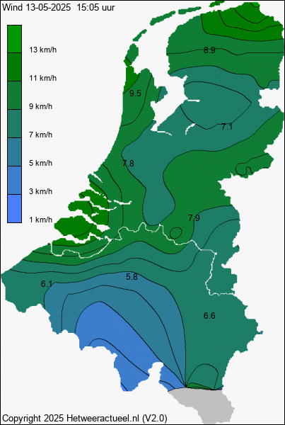 Actuele wind kaart