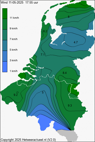 Actuele wind kaart
