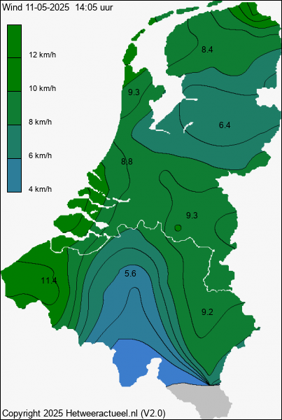 Actuele wind kaart