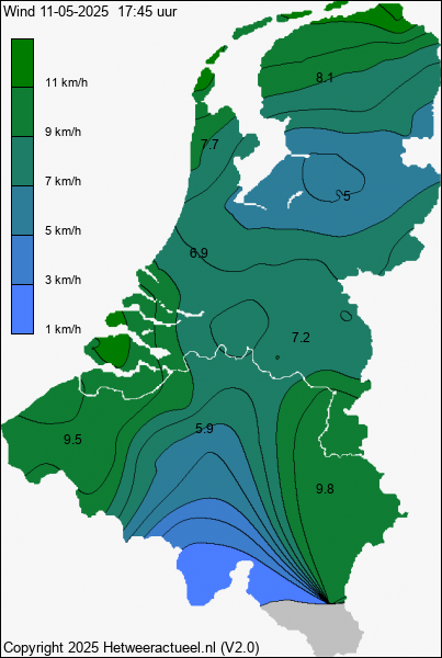 Actuele wind kaart