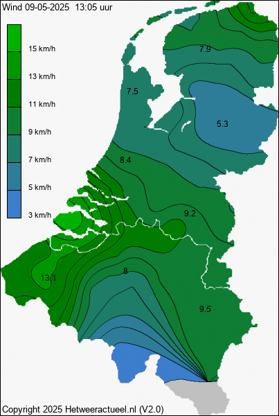 Actuele wind kaart