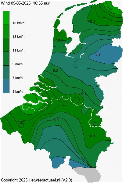 Actuele wind kaart