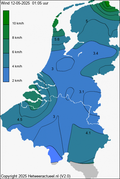 Actuele wind kaart