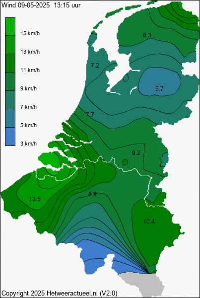 Actuele wind kaart