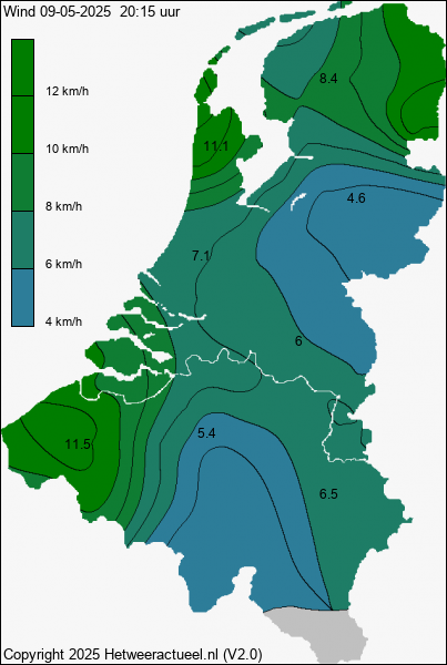 Actuele wind kaart