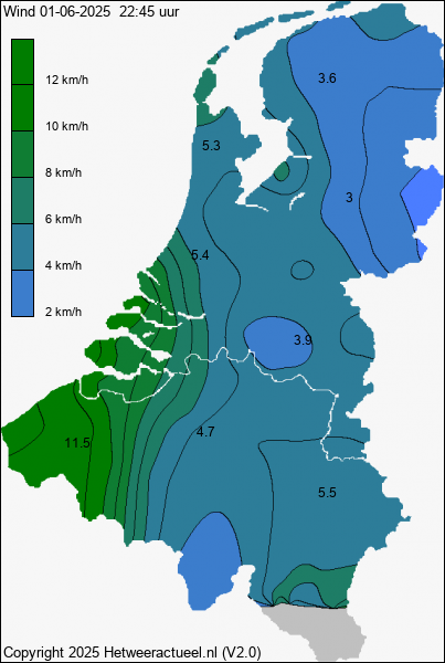 Actuele wind kaart