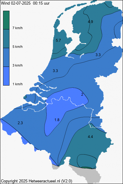 Actuele wind kaart