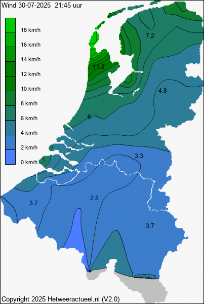 Actuele wind kaart