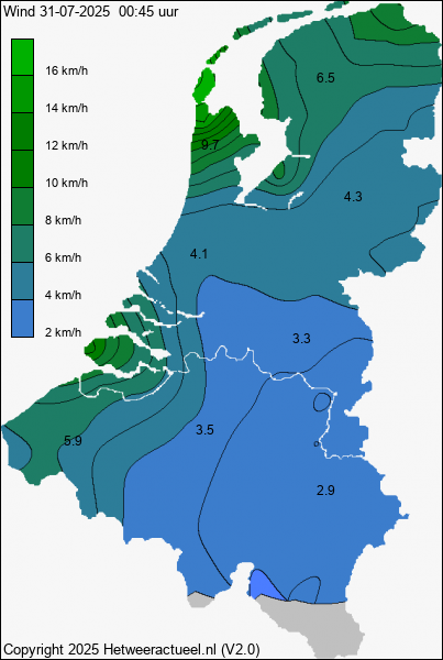 Actuele wind kaart