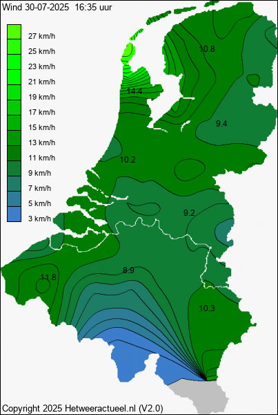 Actuele wind kaart