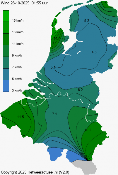 Actuele wind kaart