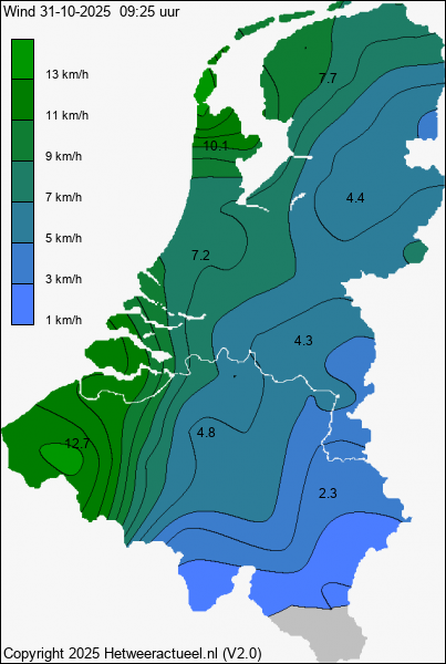 Actuele wind kaart