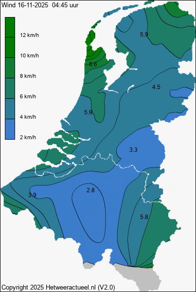 Actuele wind kaart
