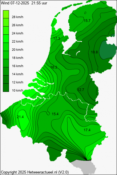 Actuele wind kaart