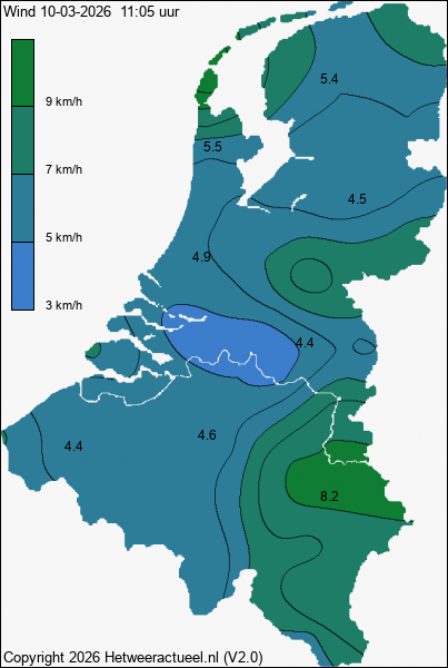 Actuele wind kaart
