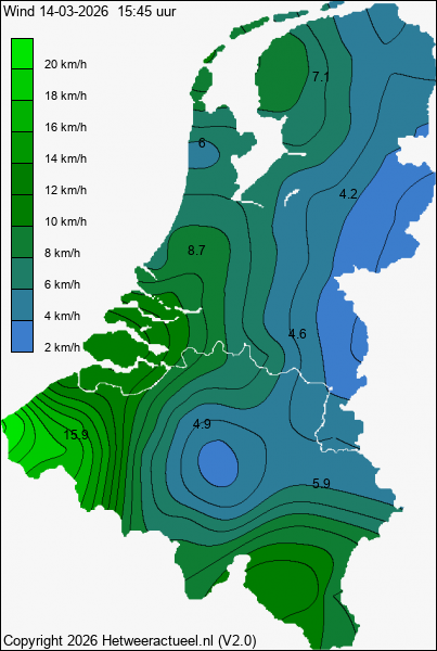 Actuele wind kaart