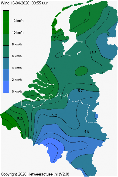 Actuele wind kaart