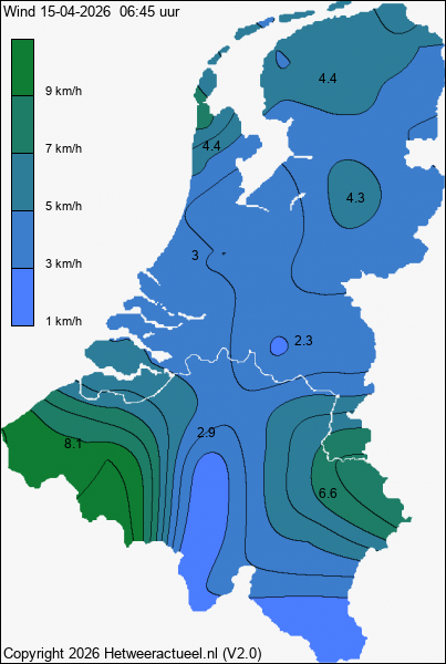 Actuele wind kaart