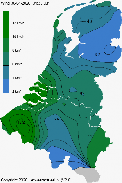 Actuele wind kaart