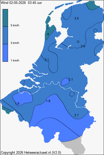 Actuele wind kaart
