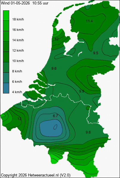 Actuele wind kaart