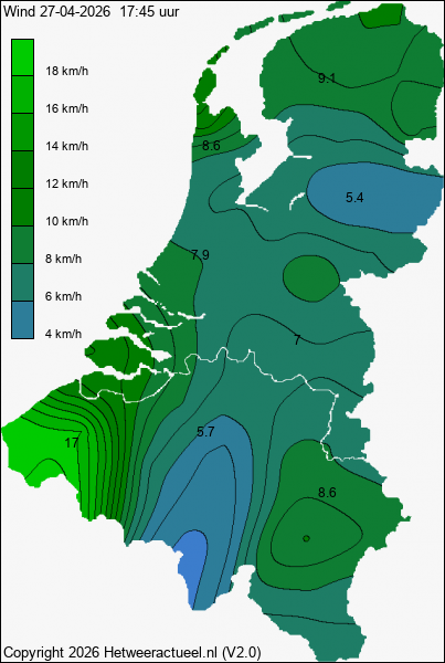 Actuele wind kaart