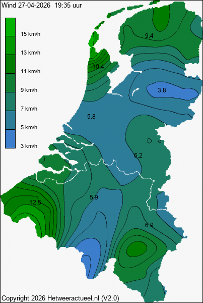Actuele wind kaart
