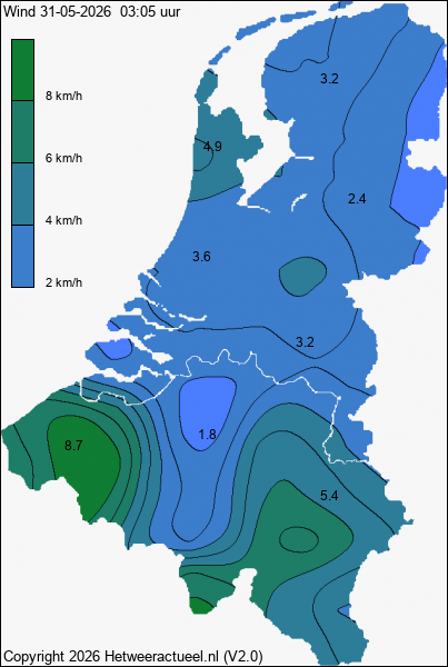 Actuele wind kaart