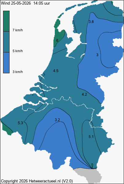 Actuele wind kaart
