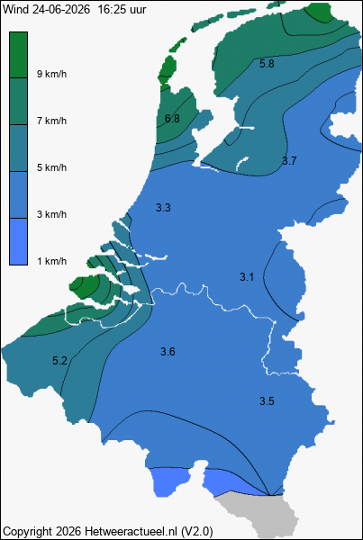 Actuele wind kaart